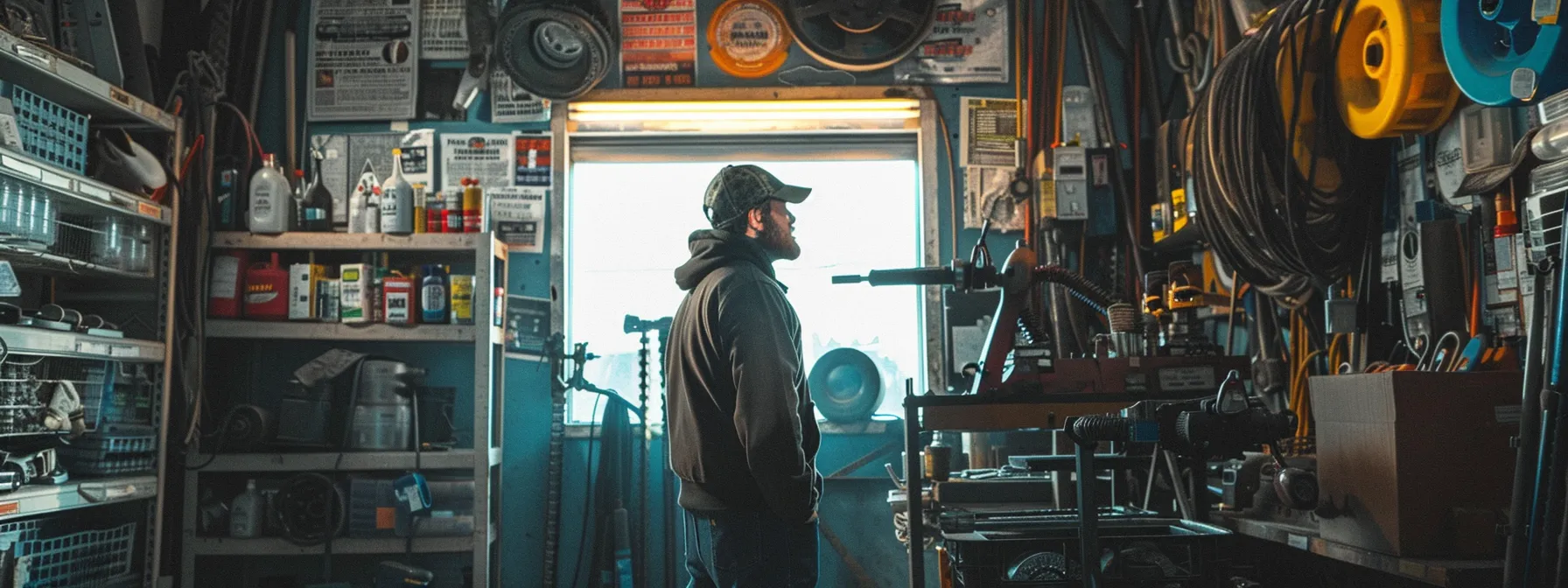 a mechanic standing proudly in front of a wall displaying their numerous licenses and certifications.