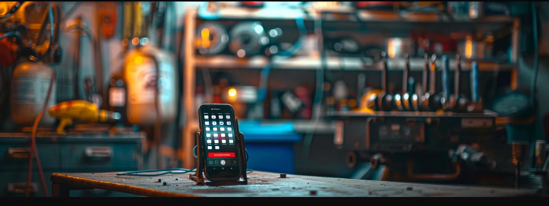 a mobile mechanic's phone ringing off the hook with a calendar filled with different time slots, showing availability and response time.